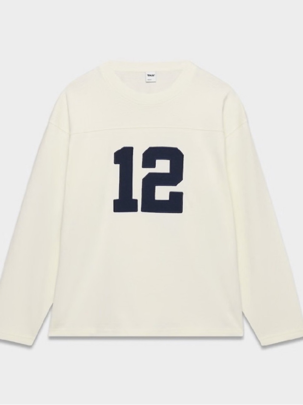 Aritzia Mighty Cotton Long Sleeve Tee in Lt Birch/ Admiral- Size XL